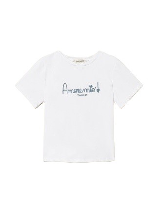 T-shirt mezza manica con scritta amore mio!