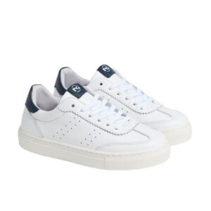 Sneaker in pelle e tessuto tecnico con lacci e zip