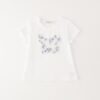 T-shirt mezza manica con farfalla in tulle e strass