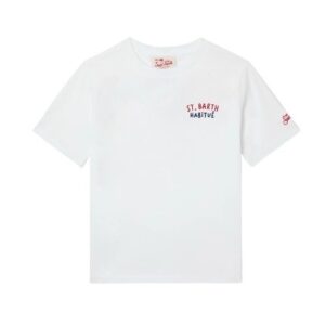 T-shirt mezza manica con ricamo sul retro