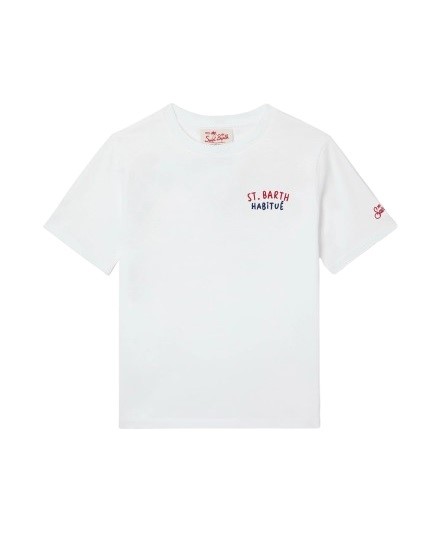 T-shirt mezza manica con ricamo sul retro