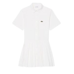 Vestito plissettato in popeline con logo