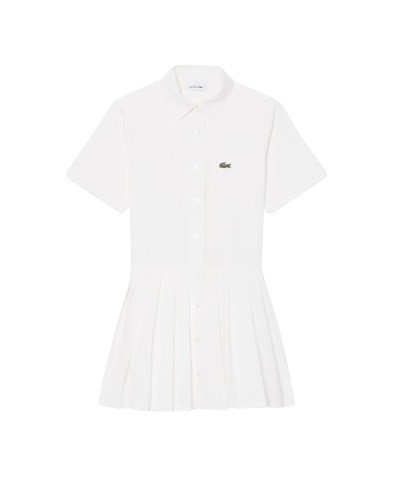 Vestito plissettato in popeline con logo