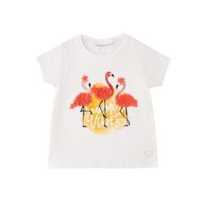 T-shirt mezza manica con fenicotteri