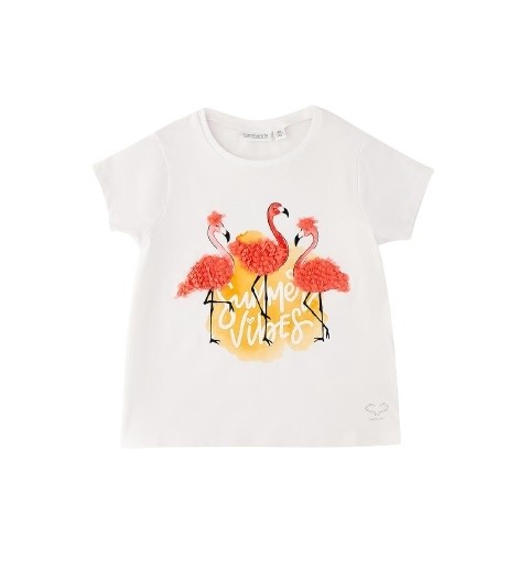 T-shirt mezza manica con fenicotteri