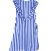 Vestito a righe con rouches e fiocchetti laterali