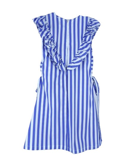 Vestito a righe con rouches e fiocchetti laterali