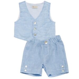 Completo gilet e bermuda in lino