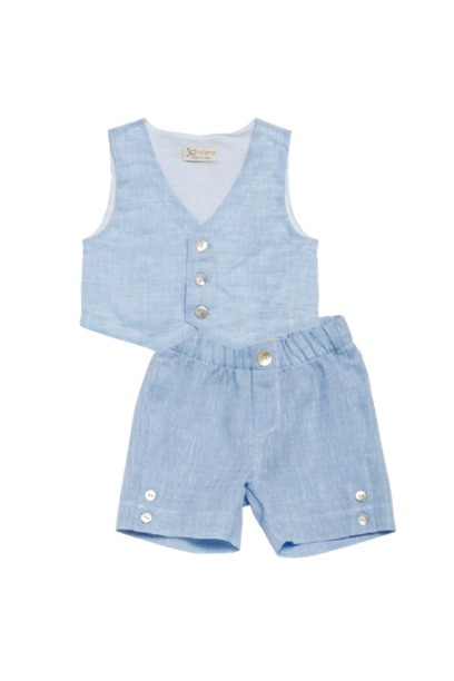 Completo gilet e bermuda in lino