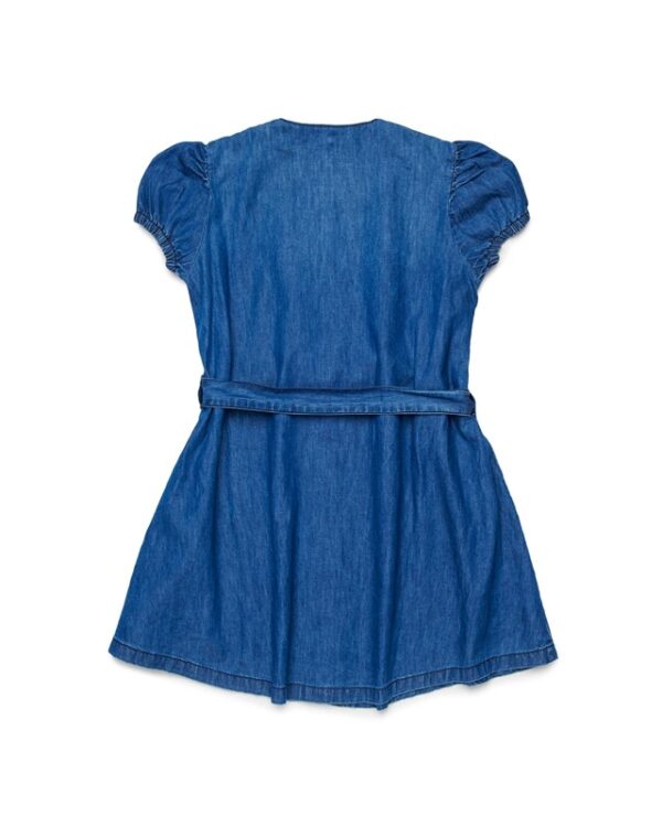 Vestito in denim con maniche corte a sbuffo