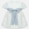 Vestito mezza manica ricamato con fiocco sul retro