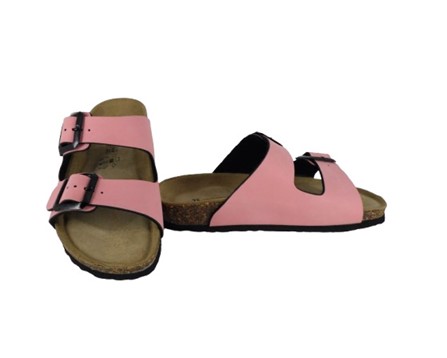 Ciabatta in eco pelle con doppie fibbie