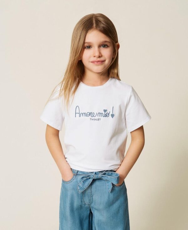 T-shirt mezza manica con scritta amore mio!
