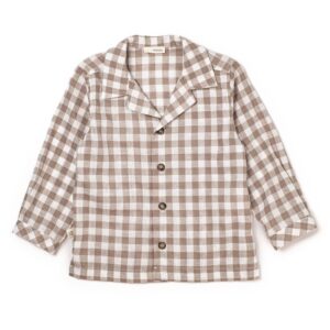 Camicia in misto lino a quadri