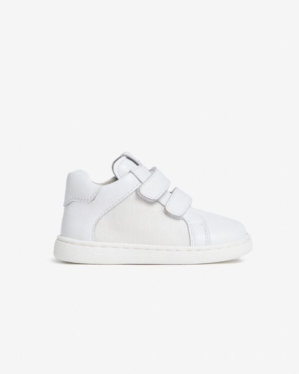 Sneaker primo passo in pelle con doppio velcro