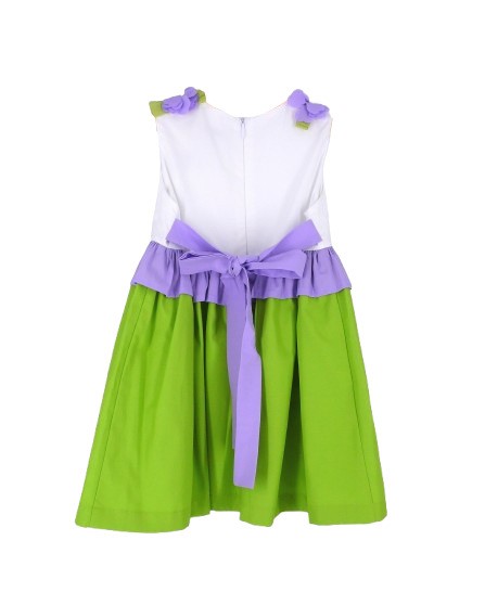 Vestito smanicato con fiori sulle spalle