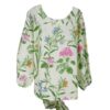 Completo blusa con fiocco sul retro e gonna lunga a pieghe