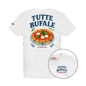T-shirt mezza manica con stampa tutte bufale sul retro