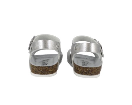 Sandalo in eco pelle laminata con doppie fibbie