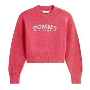 Maglione con maniche a costine e logo ricamato