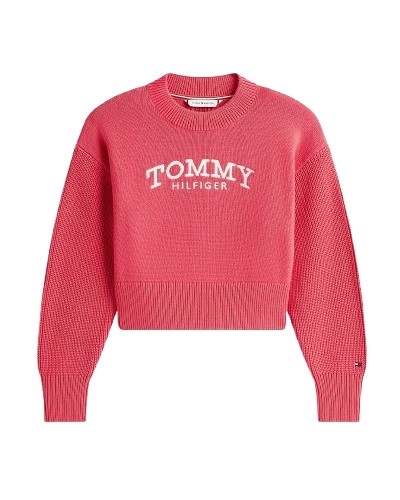 Maglione con maniche a costine e logo ricamato