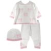 Completo due pezzi fiocchetti con cappellino