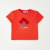 T-shirt mezza manica con applicazione fiori