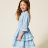 Vestito in cotone con pizzo e balze