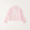 Camicia crop a righe con orsetto in pizzo sul retro