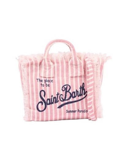 Borsa vanity mini in lino a righe