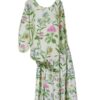 Completo blusa con fiocco sul retro e gonna lunga a pieghe