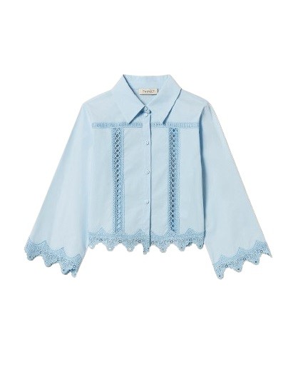 Camicia in popeline con entrodure di pizzo