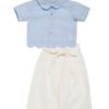 Completo camicia smerlata e pantalone in lino