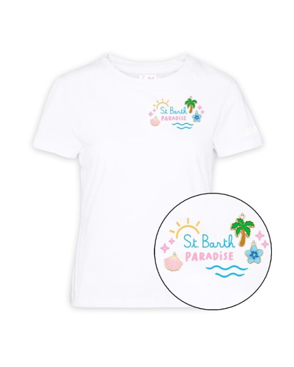 8F1314340E014468456E78C5A29C3973_ T-shirt mezza manica st.barth paradise con charm