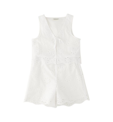 Completo canotta e short in sangallo
