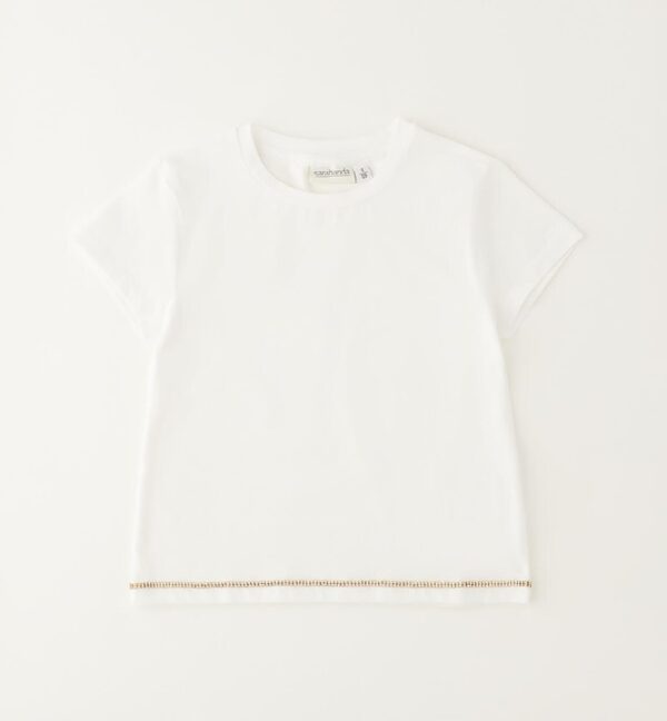 T-shirt mezza manica con strass al fondo