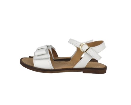 Sandalo in pelle con fiocco fibbia e velcro