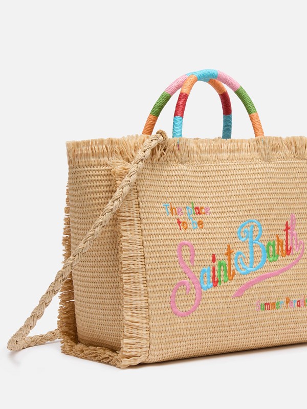 93BDE3E3B8C4151C3A7B6F702780D01C_ Borsa colette effetto paglia con ricamo multicolor
