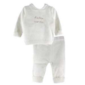 Completo due pezzi con ricamo hello world