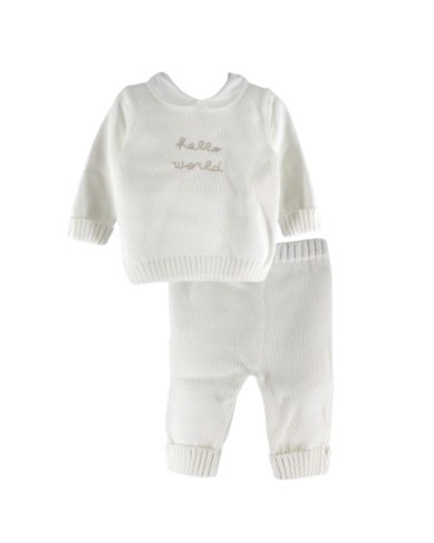Completo due pezzi con ricamo hello world