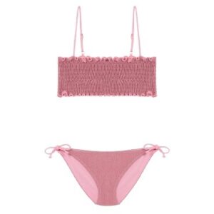 Bikini in lurex con ricamo punto smock