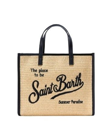 Borsa vivian media effetto rafia con logo ricaamato