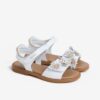 Sandalo in pelle con fiorellini e doppio velcro