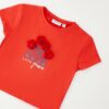 T-shirt mezza manica con applicazione fiori