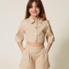 Completo camicia cropped e bermuda in popeline