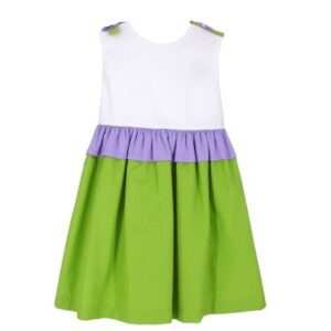 Vestito smanicato con fiori sulle spalle