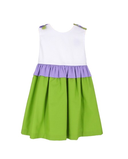 Vestito smanicato con fiori sulle spalle