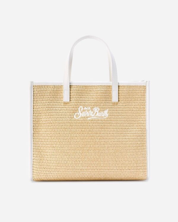 Borsa vivian media effetto rafia con logo ricaamato