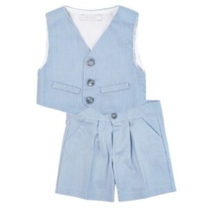 Completo gilet e bermuda a righe