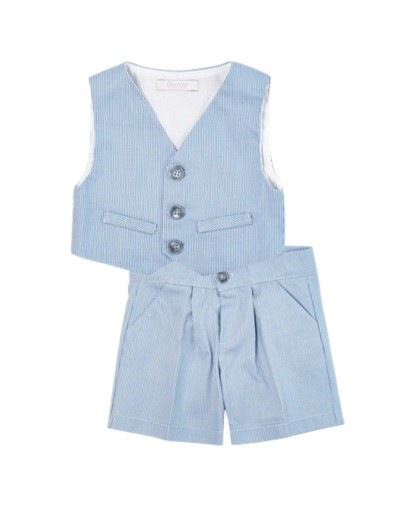 Completo gilet e bermuda a righe